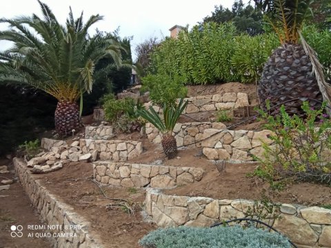 Création et réalisation d'un mur en pierres bâti de Bandol pour une maison individuelle au golf de Sainte Maxime 